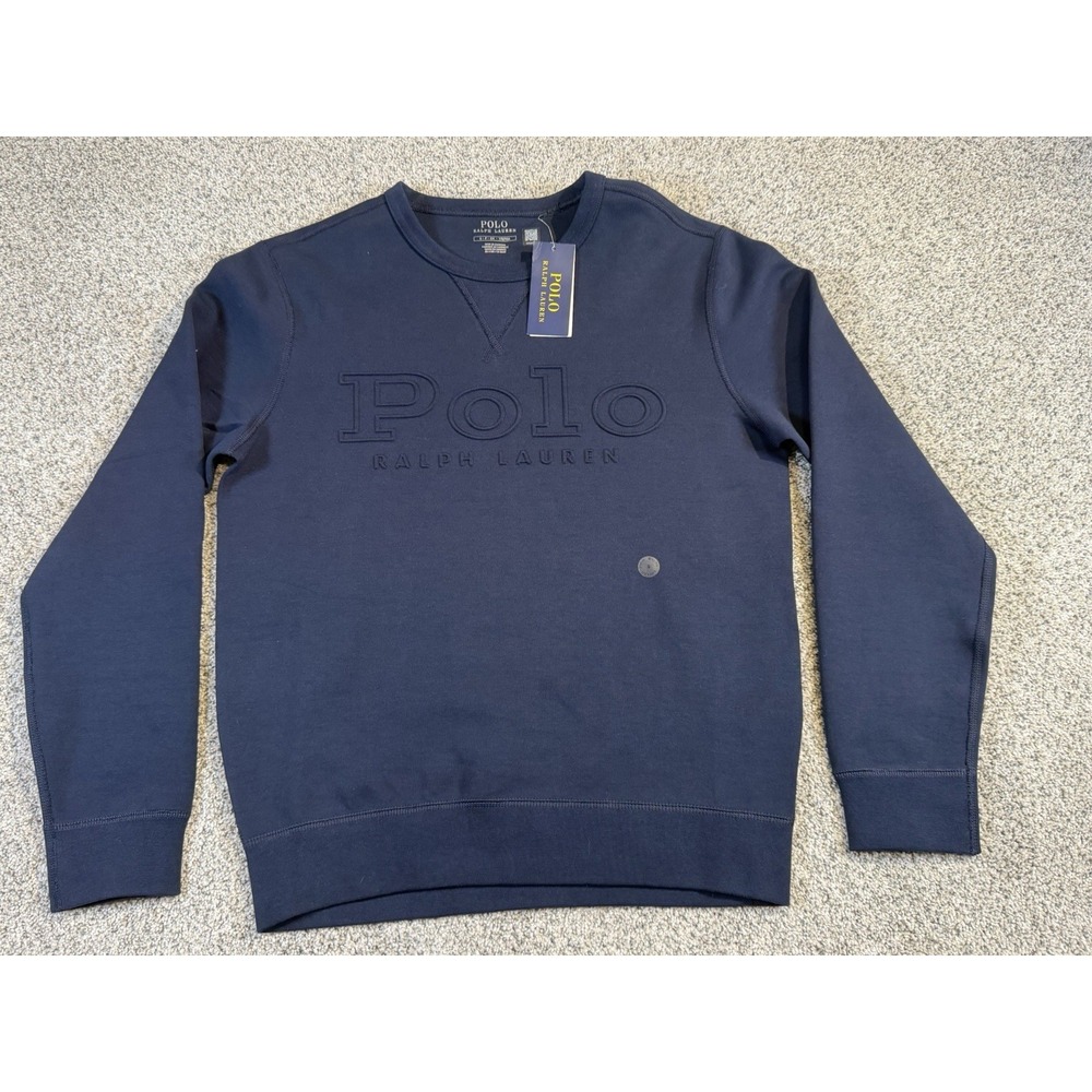 $138 NWT POLO‎ RALPH LAUREN Men's Big Lettering Logo Crewneck Navy Small S